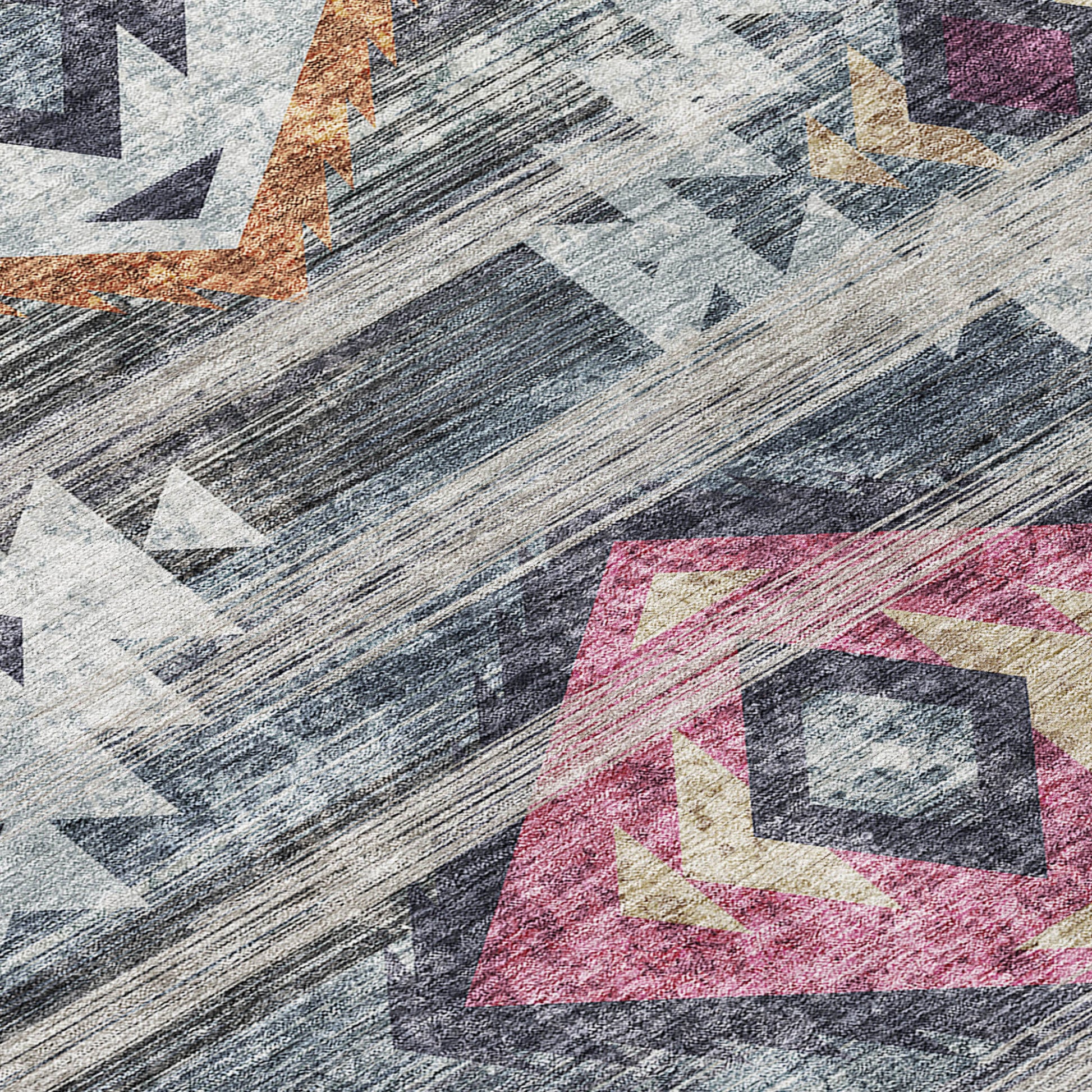 8' X 10' Gray Charcoal And Silver Southwestern Washable Indoor Outdoor Area Rug-6