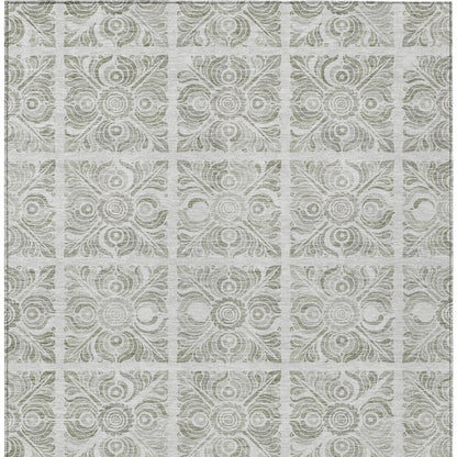 5' X 8' Taupe Beige And Tan Medallion Washable Indoor Outdoor Area Rug-6