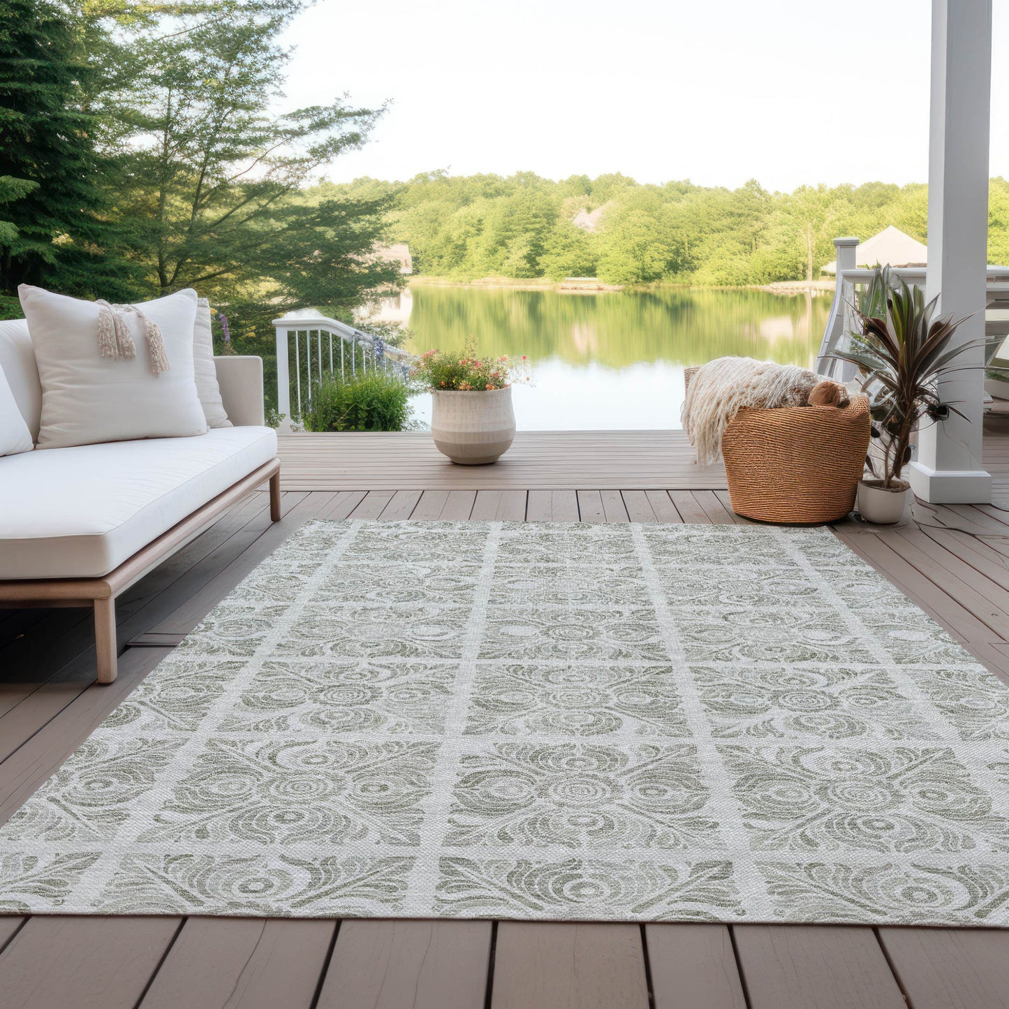 5' X 8' Taupe Beige And Tan Medallion Washable Indoor Outdoor Area Rug-7