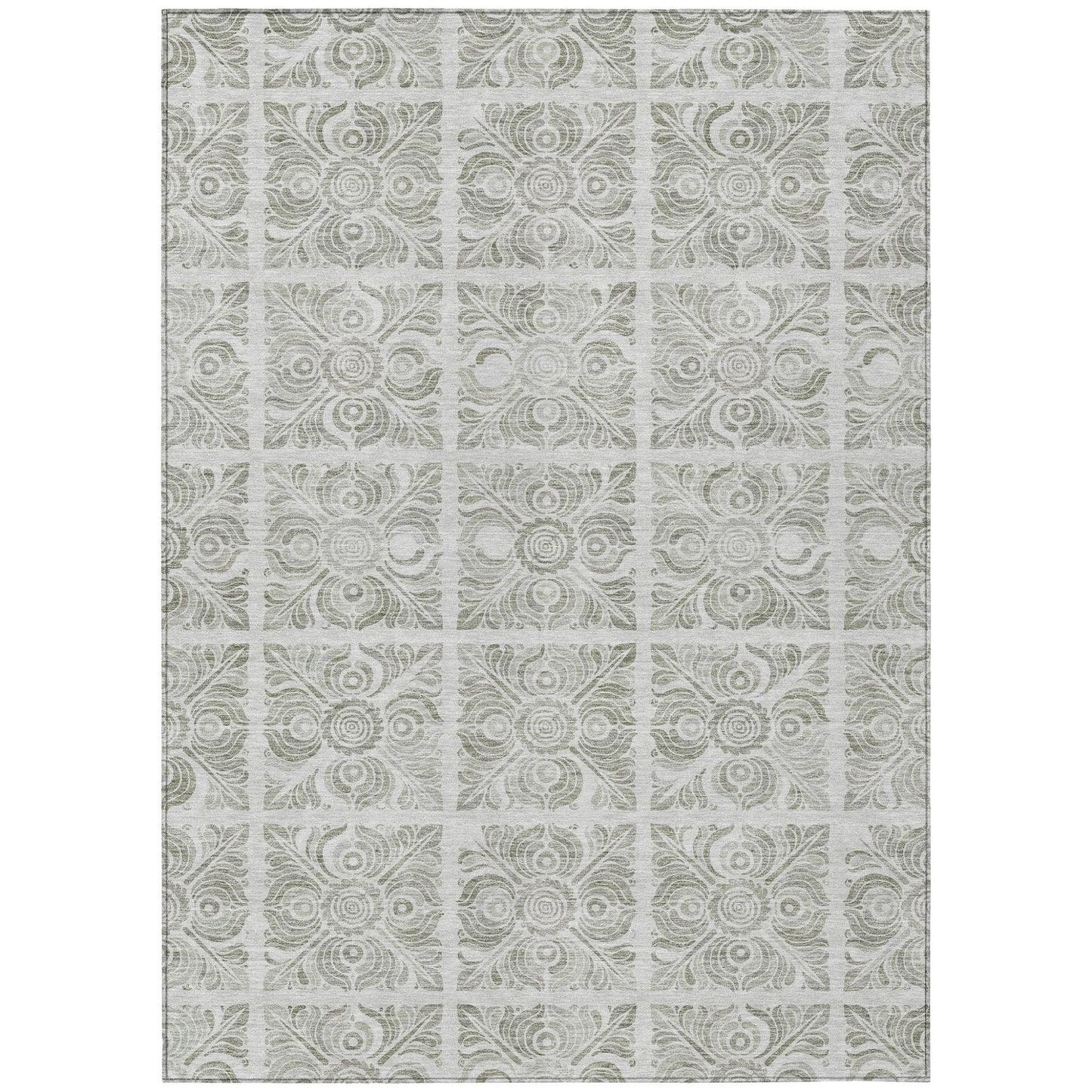 5' X 8' Taupe Beige And Tan Medallion Washable Indoor Outdoor Area Rug-1