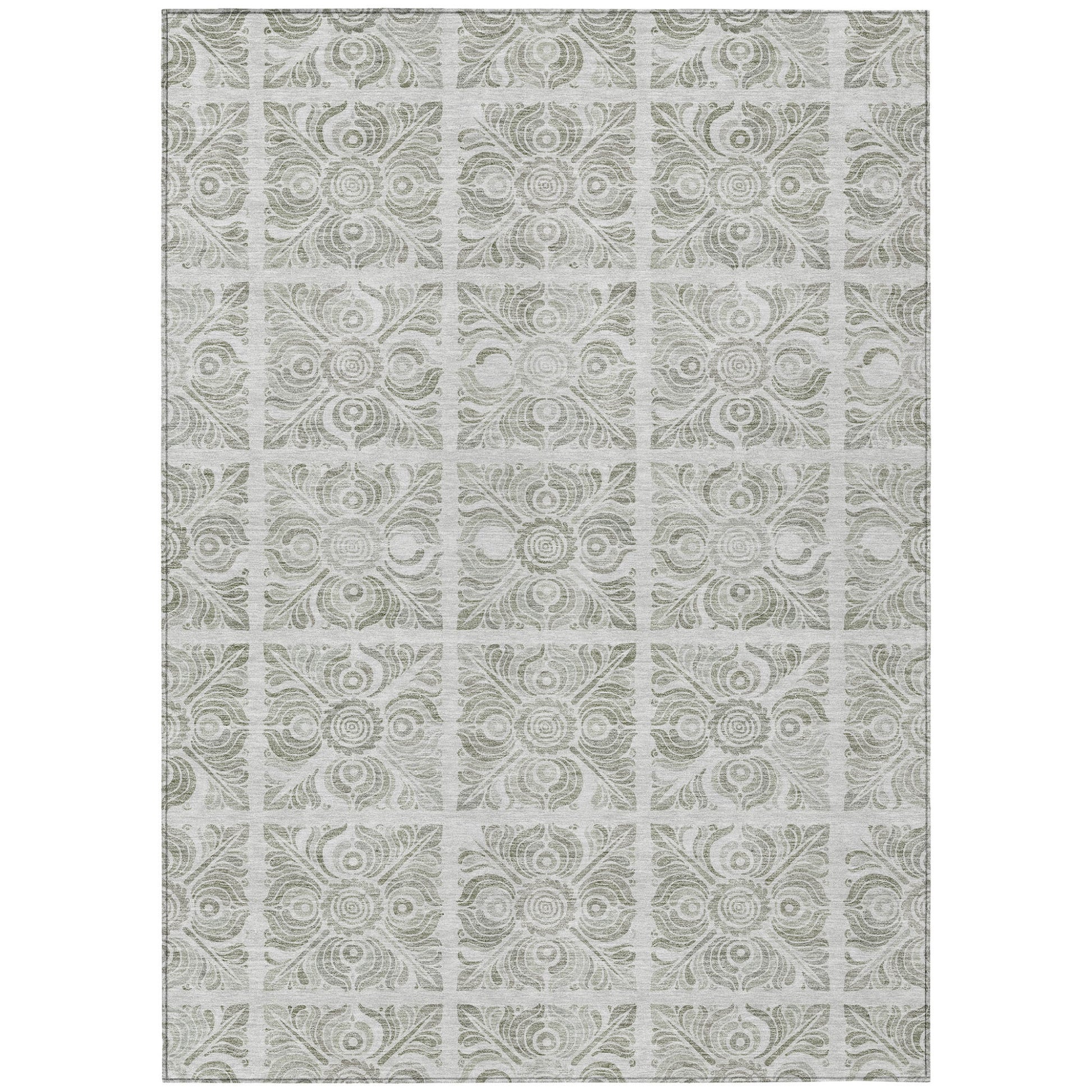 5' X 8' Taupe Beige And Tan Medallion Washable Indoor Outdoor Area Rug-1