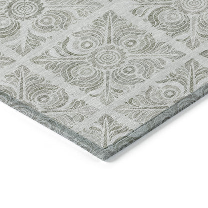 5' X 8' Taupe Beige And Tan Medallion Washable Indoor Outdoor Area Rug-4