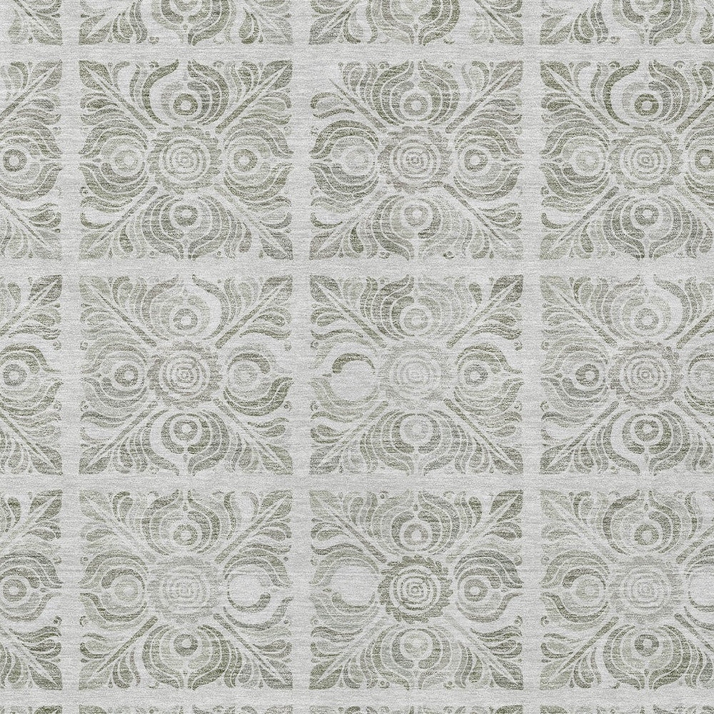 5' X 8' Taupe Beige And Tan Medallion Washable Indoor Outdoor Area Rug-5