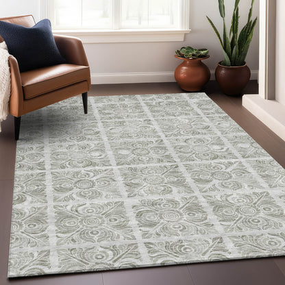 5' X 8' Taupe Beige And Tan Medallion Washable Indoor Outdoor Area Rug-8