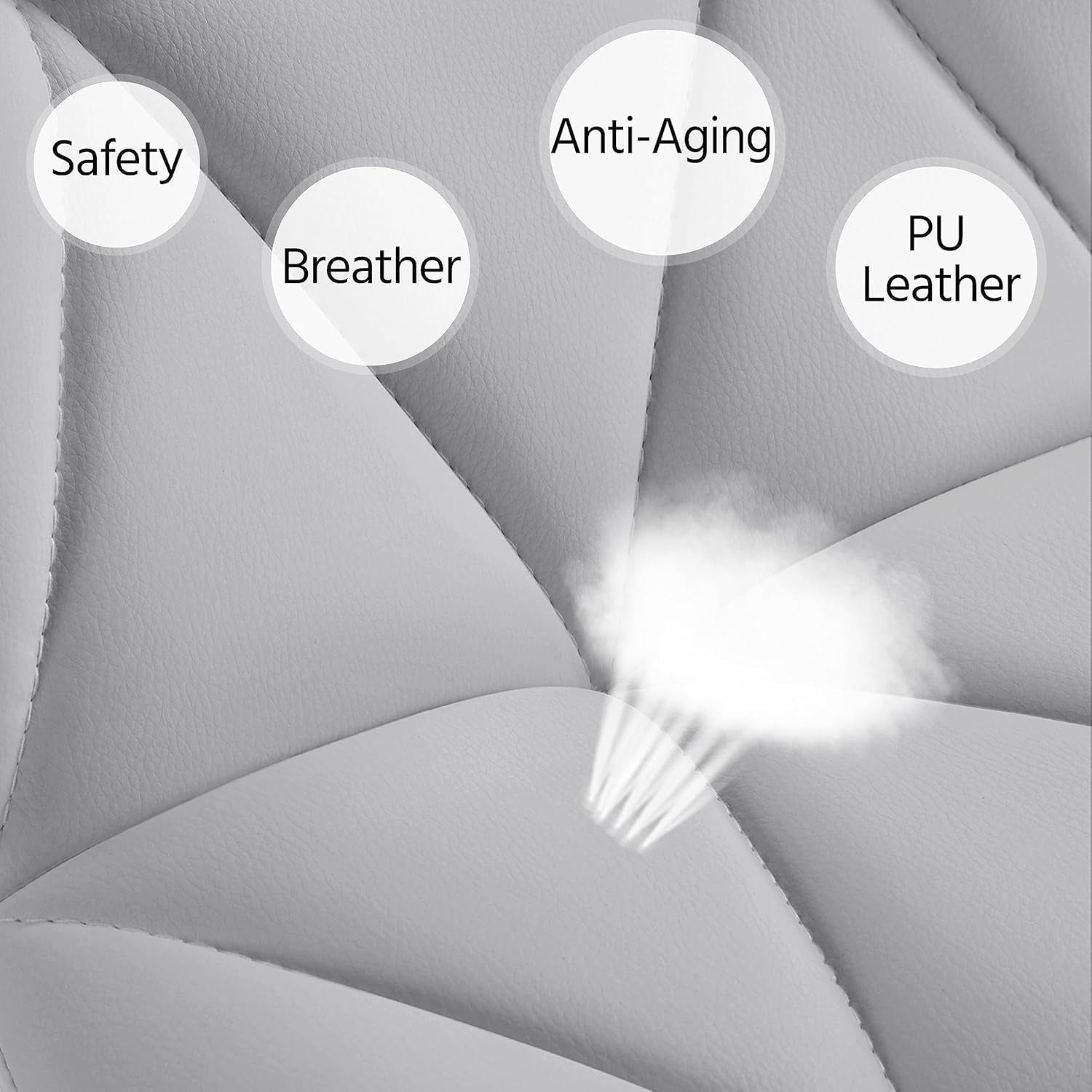 Bar Stools Set of 2, PU Leather Swivel Adjustable Barstools with Shell Back, Bar Chairs with Foma Padded for Home, Kitchen, Light Grey-4