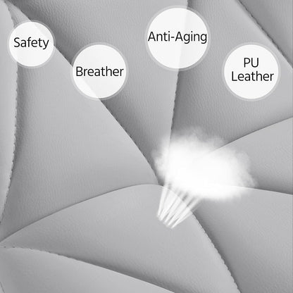 Bar Stools Set of 2, PU Leather Swivel Adjustable Barstools with Shell Back, Bar Chairs with Foma Padded for Home, Kitchen, Light Grey-4