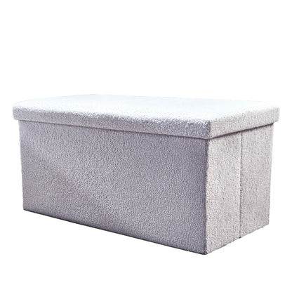 30" Gray Boucle Storage Ottoman-0