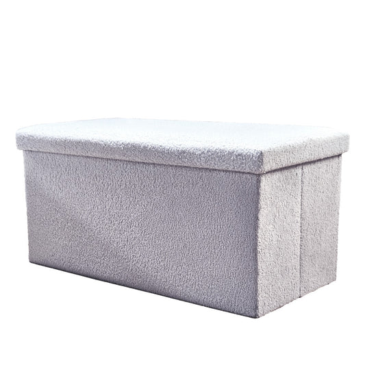 30" Gray Boucle Storage Ottoman-0