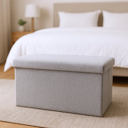 30" Gray Boucle Storage Ottoman-1