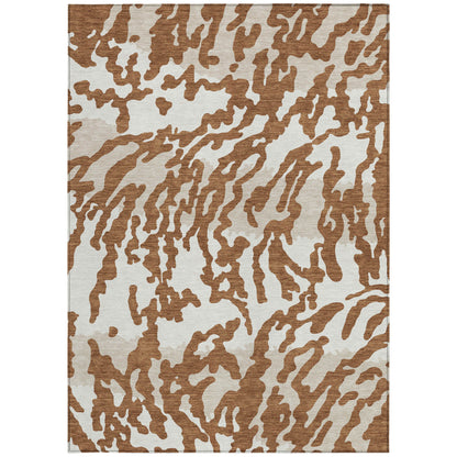 5' X 8' Brown Beige And Ivory Animal Print Washable Indoor Outdoor Area Rug-6