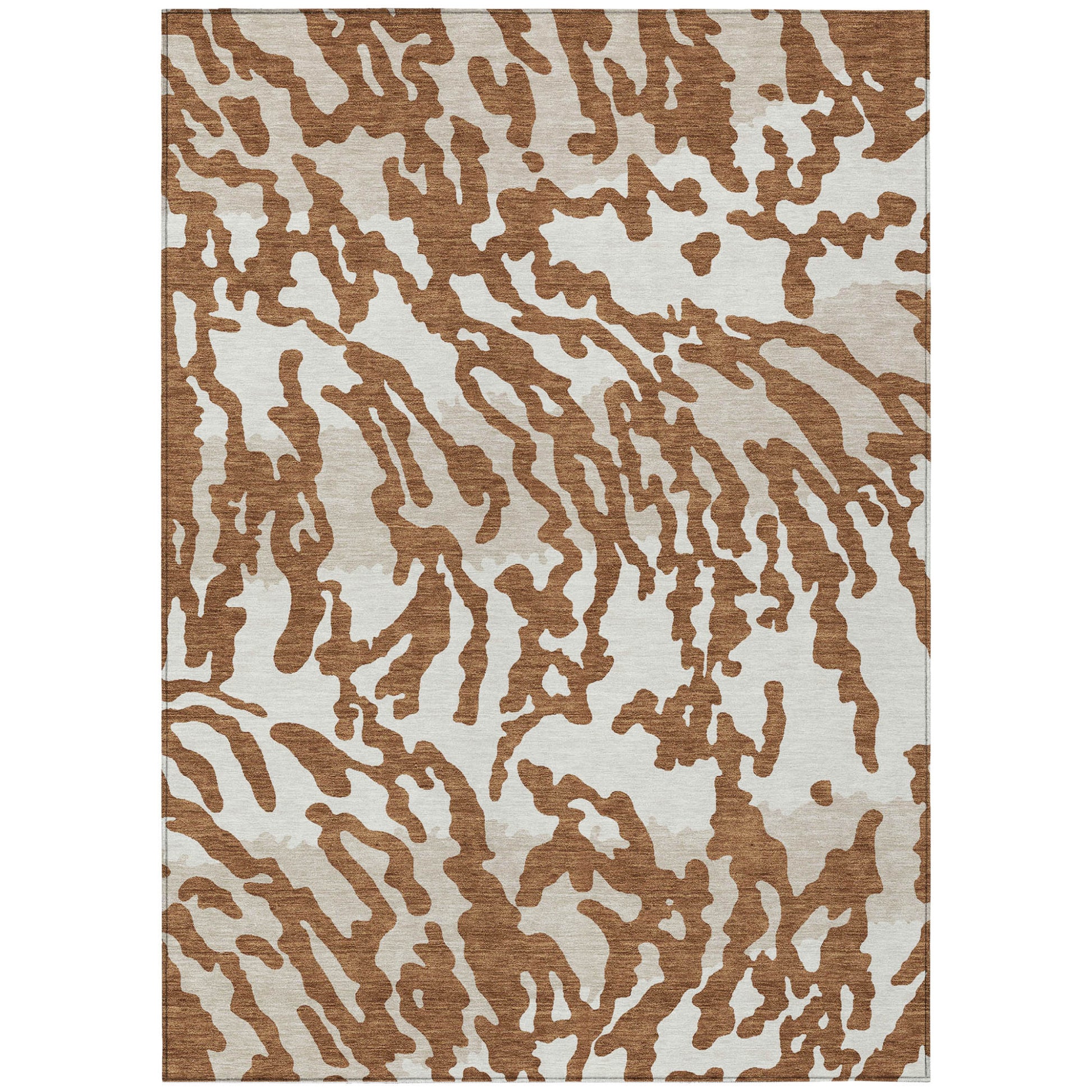 5' X 8' Brown Beige And Ivory Animal Print Washable Indoor Outdoor Area Rug-1