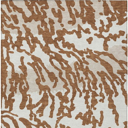 5' X 8' Brown Beige And Ivory Animal Print Washable Indoor Outdoor Area Rug-5