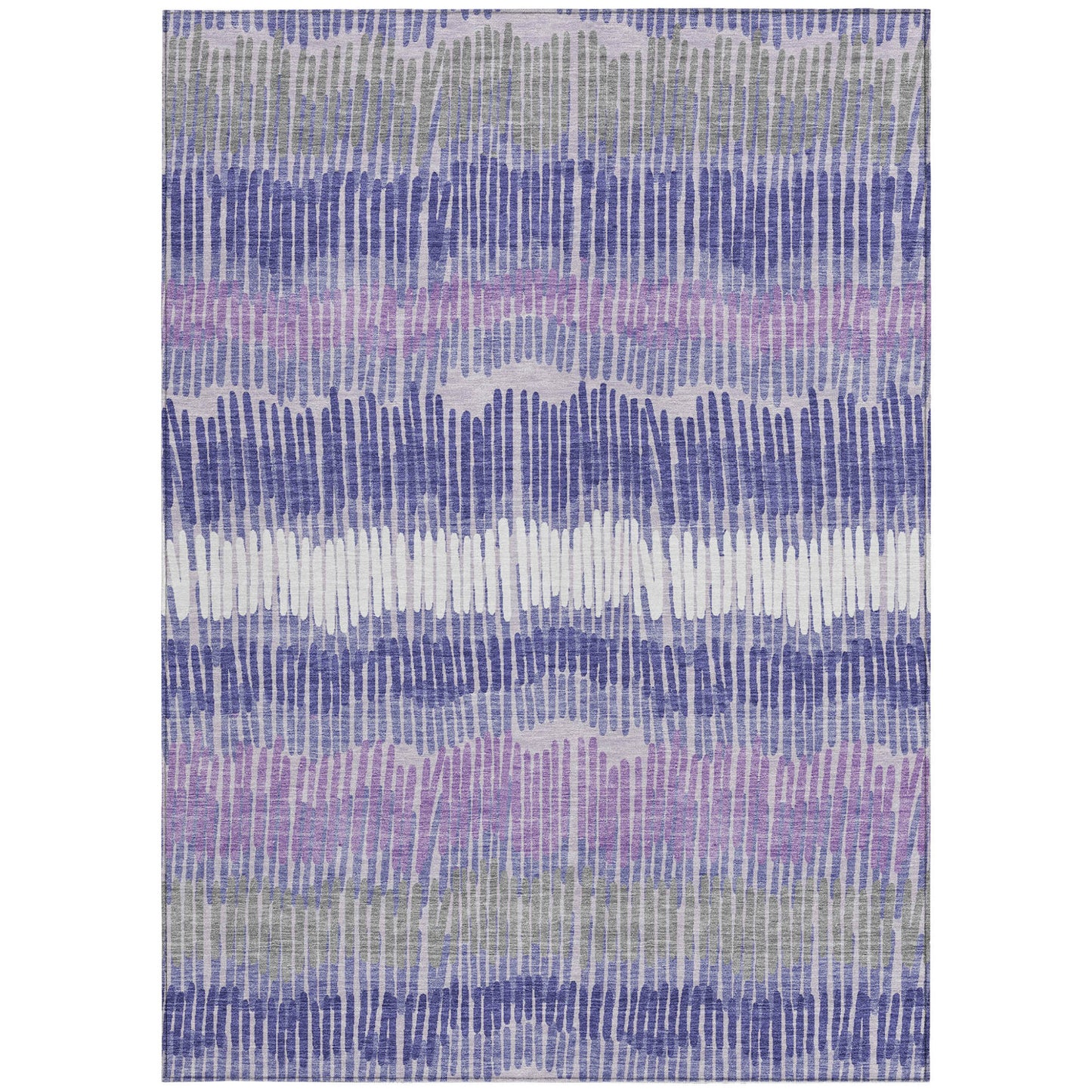 8' X 10' Purple And Gray Striped Washable Indoor Outdoor Area Rug-6