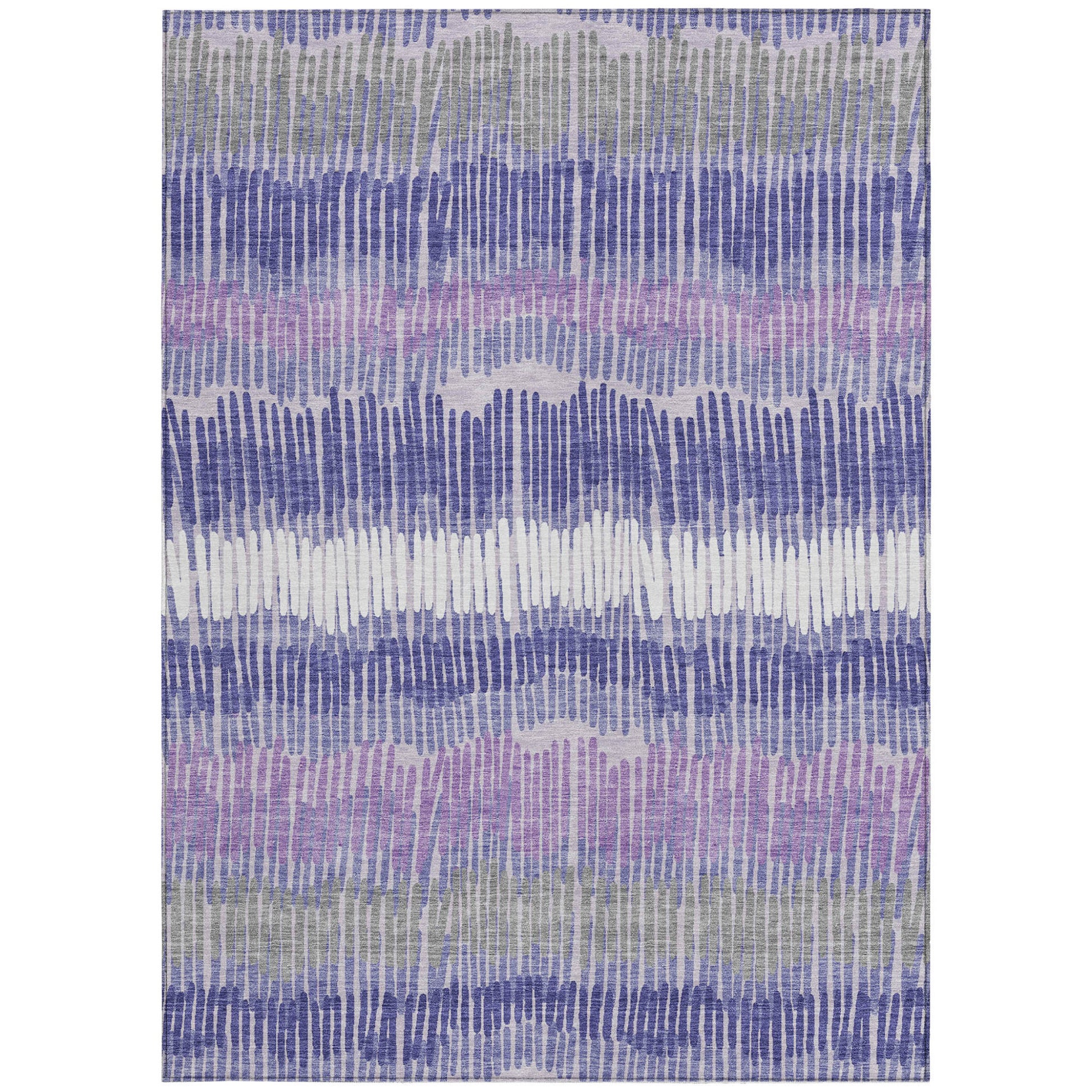 8' X 10' Purple And Gray Striped Washable Indoor Outdoor Area Rug-6