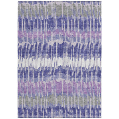 8' X 10' Purple And Gray Striped Washable Indoor Outdoor Area Rug-6