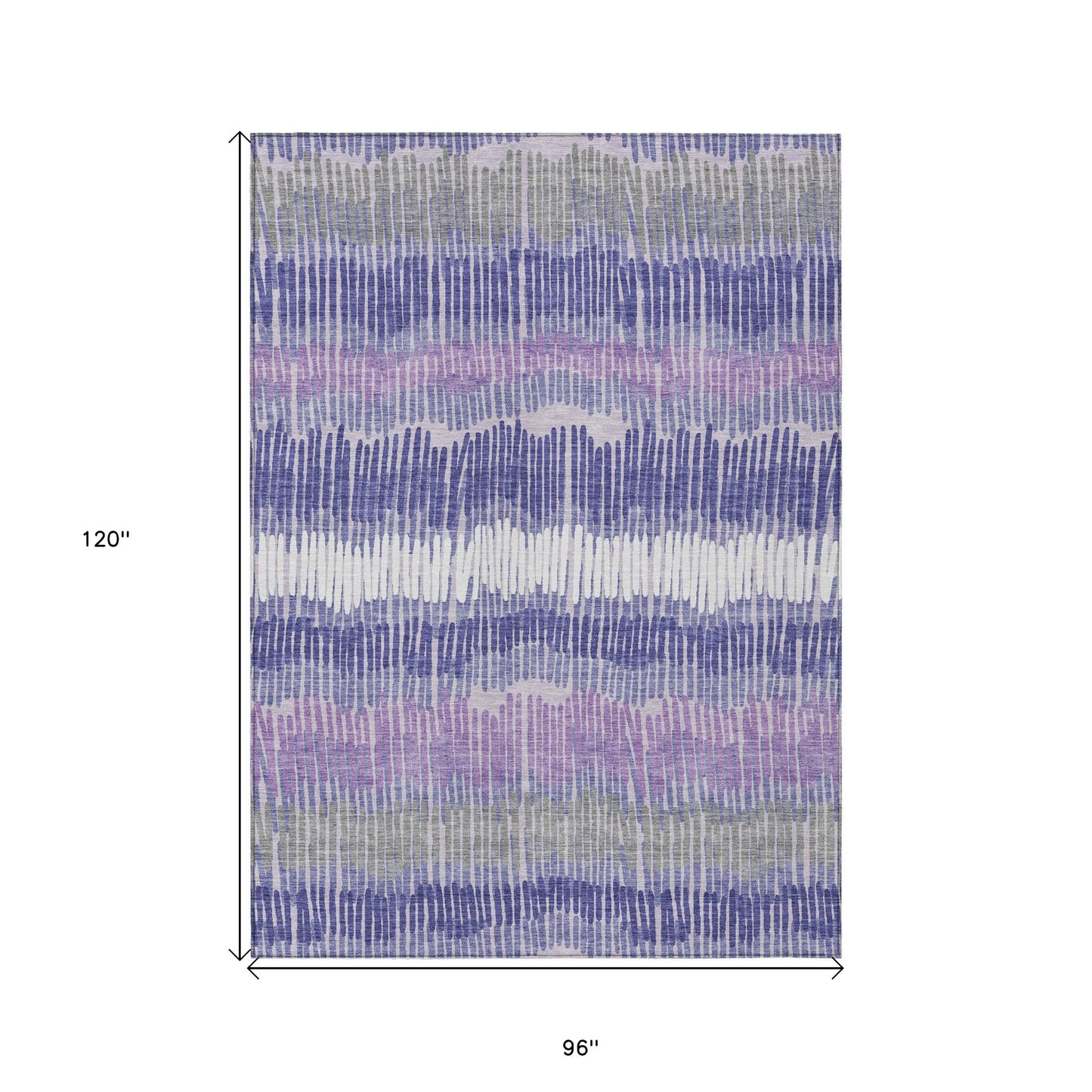 8' X 10' Purple And Gray Striped Washable Indoor Outdoor Area Rug-2