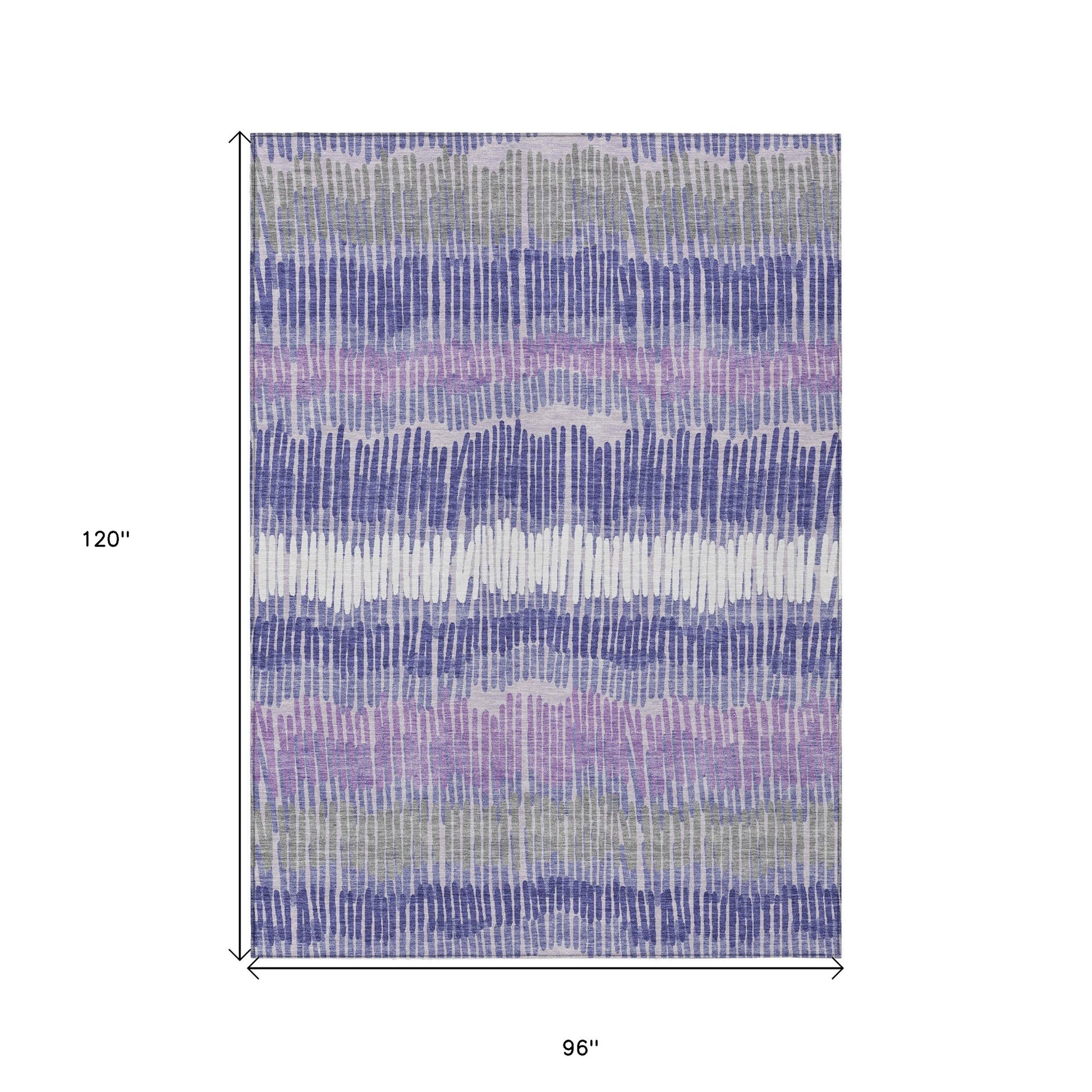 8' X 10' Purple And Gray Striped Washable Indoor Outdoor Area Rug-2