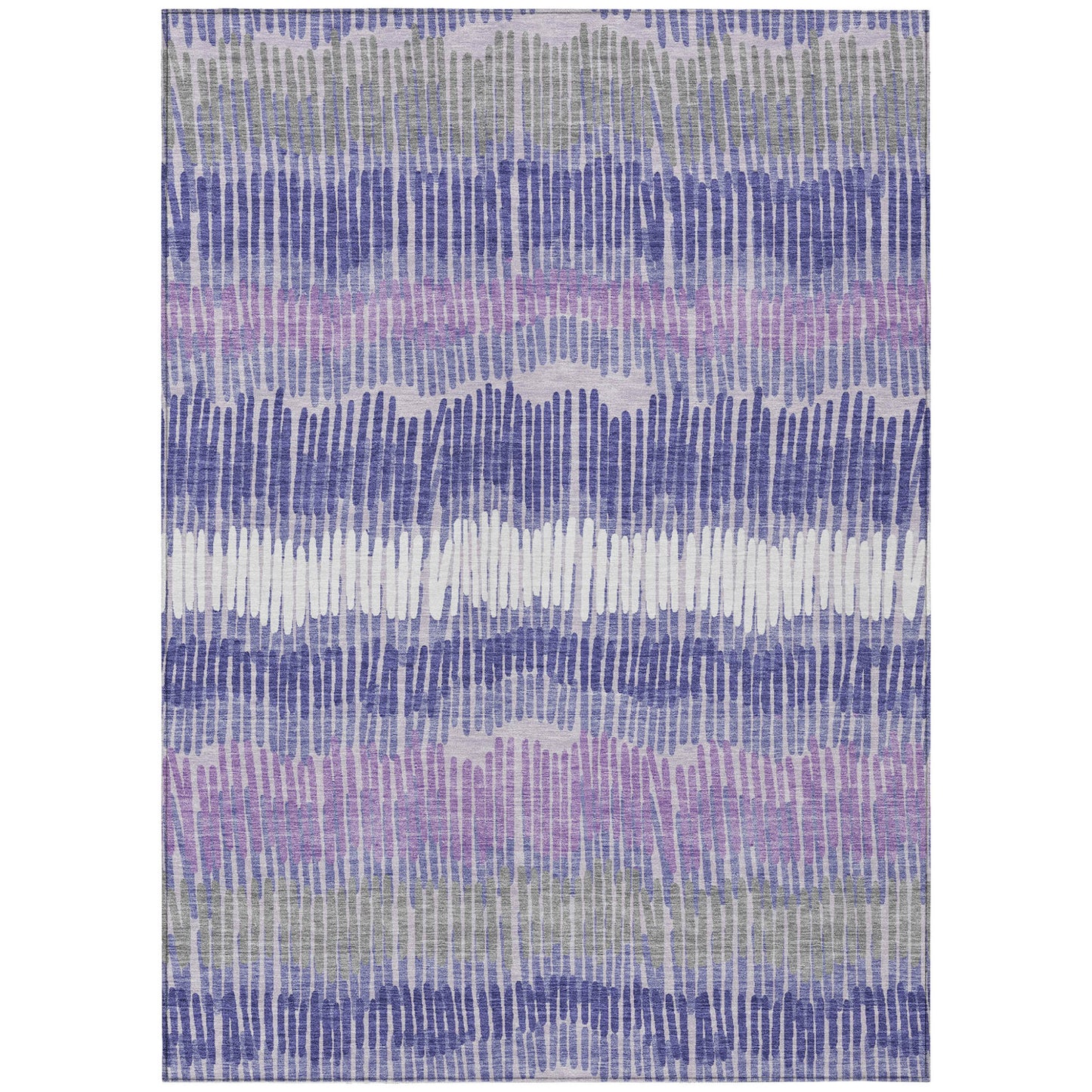 8' X 10' Purple And Gray Striped Washable Indoor Outdoor Area Rug-1