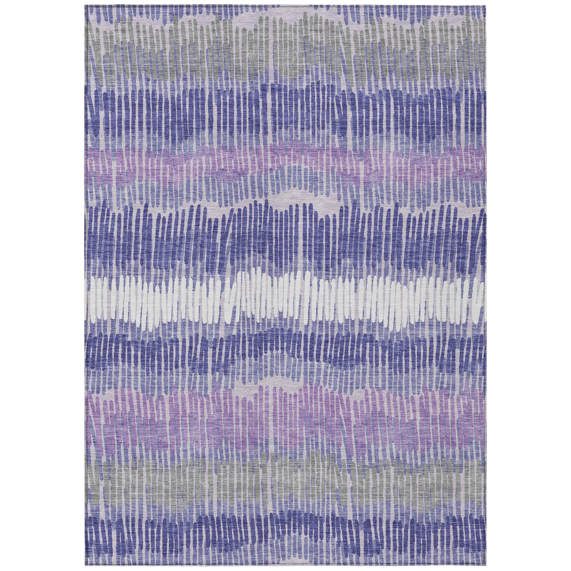 8' X 10' Purple And Gray Striped Washable Indoor Outdoor Area Rug-1