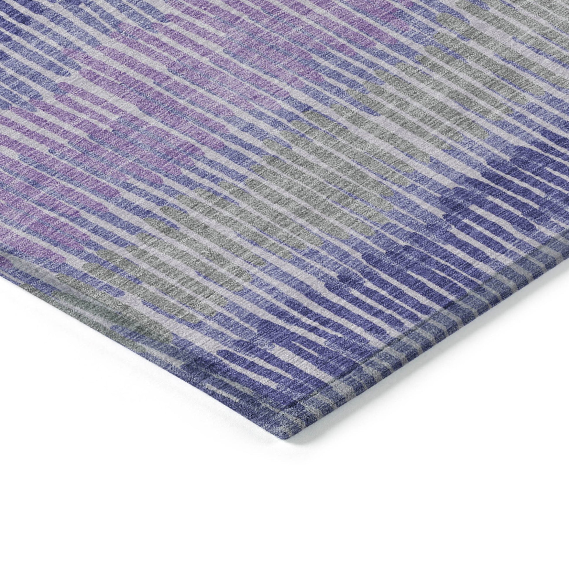 8' X 10' Purple And Gray Striped Washable Indoor Outdoor Area Rug-4