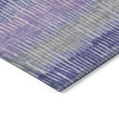 8' X 10' Purple And Gray Striped Washable Indoor Outdoor Area Rug-4