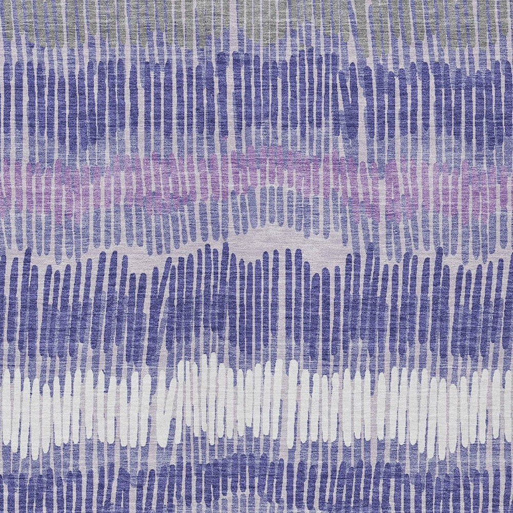8' X 10' Purple And Gray Striped Washable Indoor Outdoor Area Rug-5