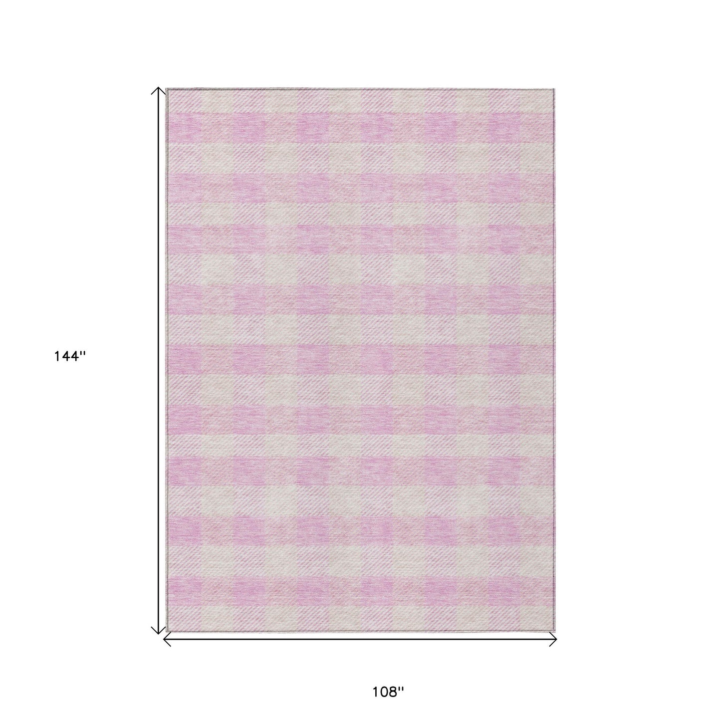 9' X 12' Pink And Gray Plaid Washable Indoor Outdoor Area Rug-2