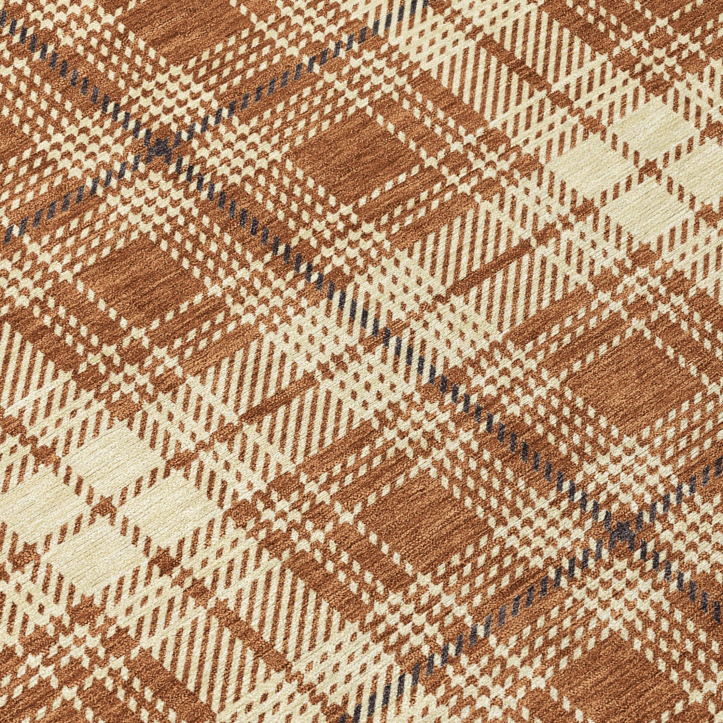 9' X 12' Brown Black And Beige Plaid Washable Indoor Outdoor Area Rug-4