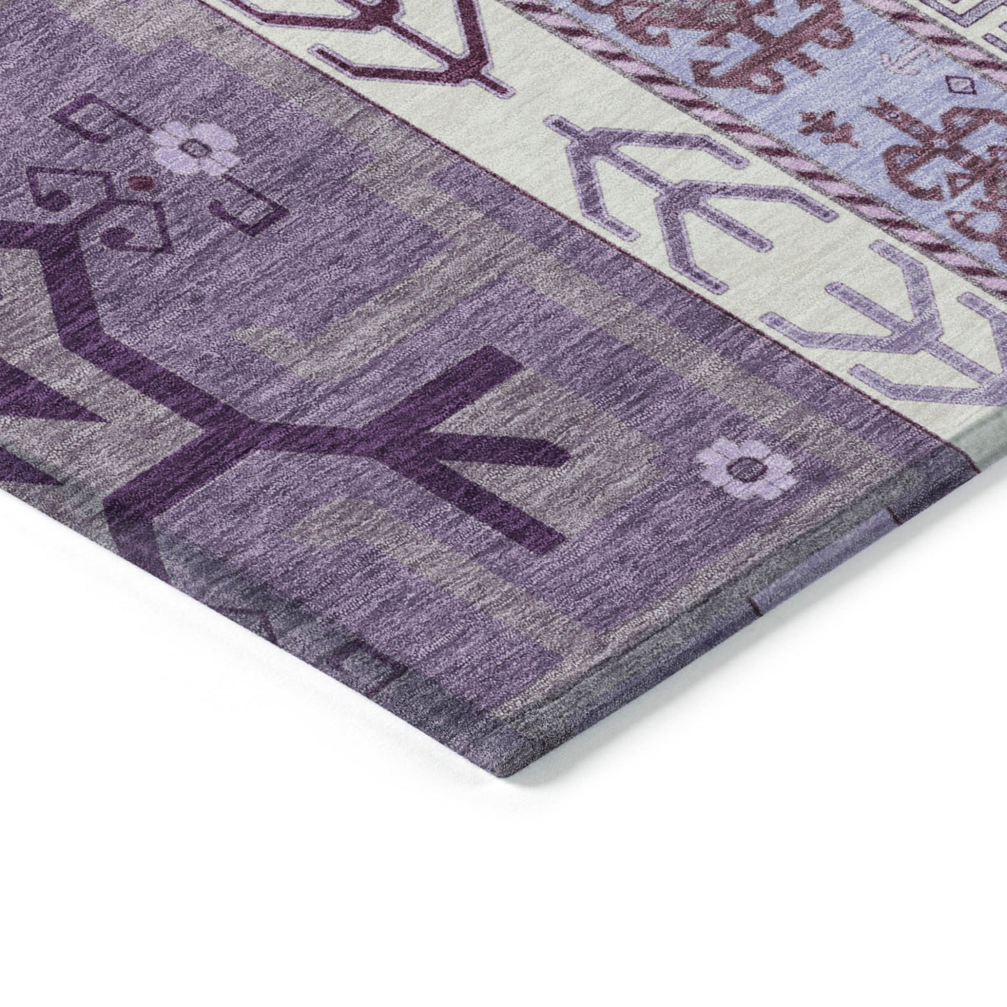 9' X 12' Purple Lavender And Ivory Aztec Washable Indoor Outdoor Area Rug-3
