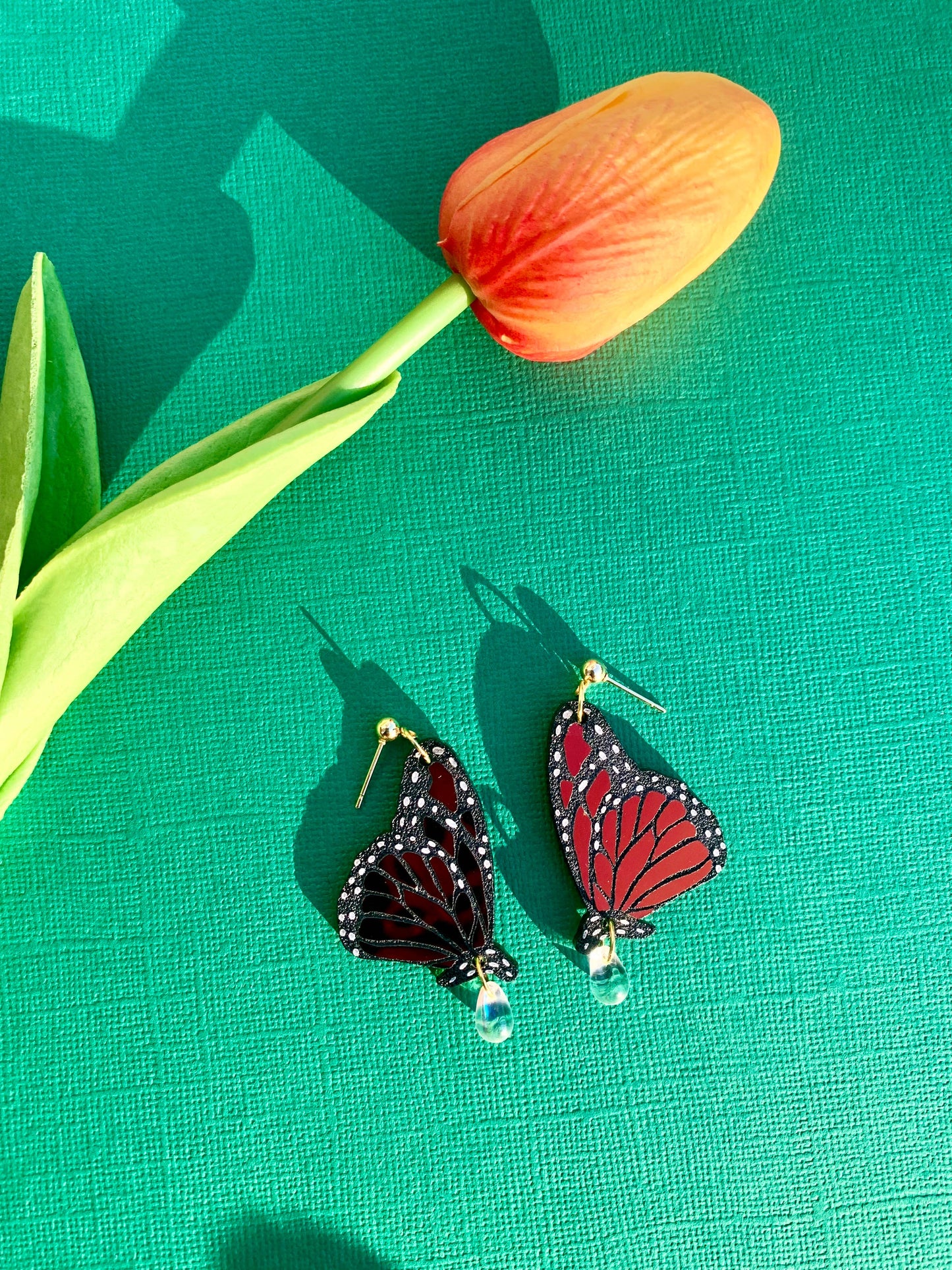 Garden Queen Acrylic Monarch Statement Earrings-1
