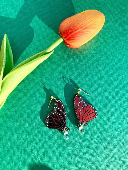 Garden Queen Acrylic Monarch Statement Earrings-1