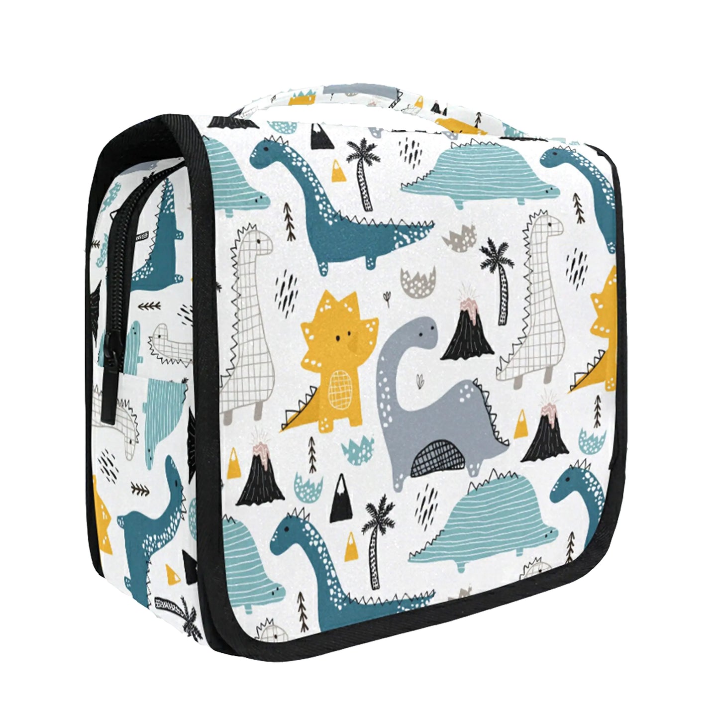 Hanging Travel Toiletry Bag Kit Makeup Case Cosmetics Organizer for Men Women (Kids Cartoon Dinosaurs)