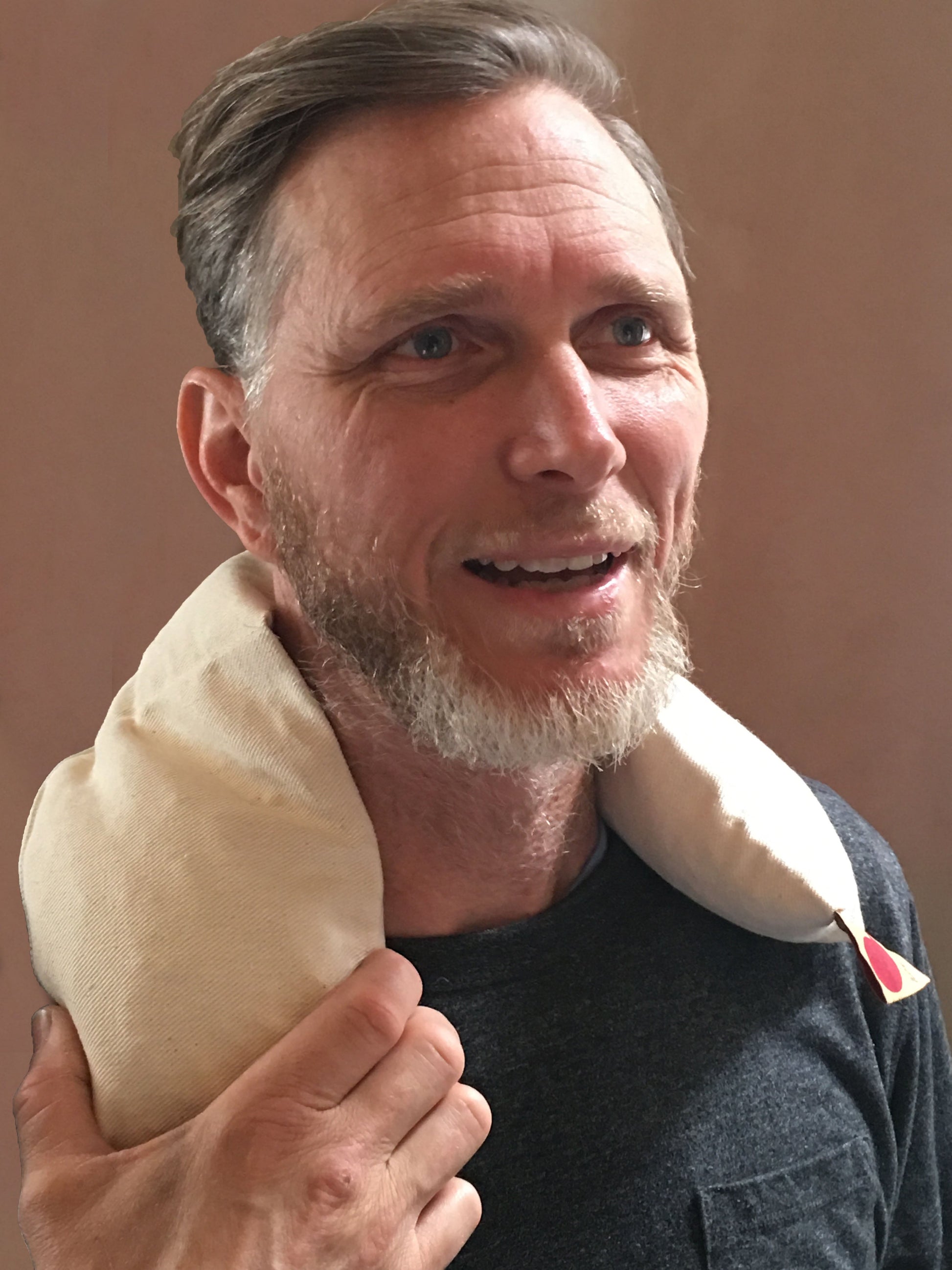 Hot Cherry Neck Wrap in Unbleached, Pre-washed, Natural Denim-2