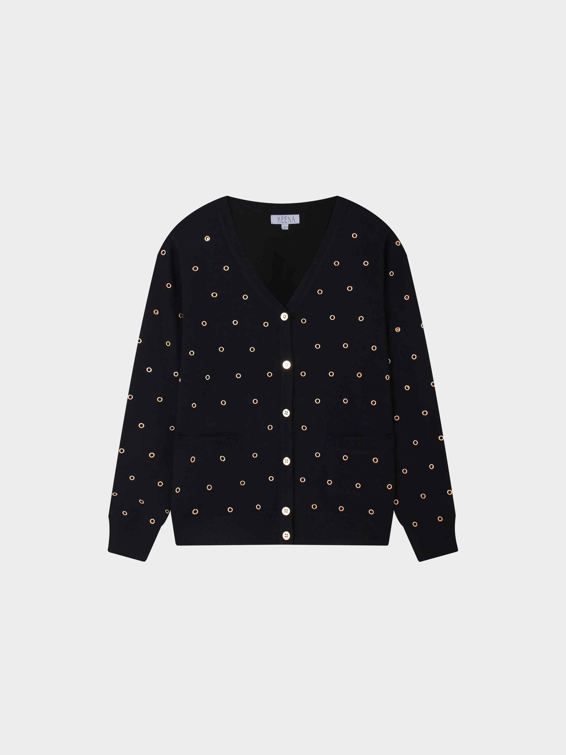 Grommet Cardigan-Black-0