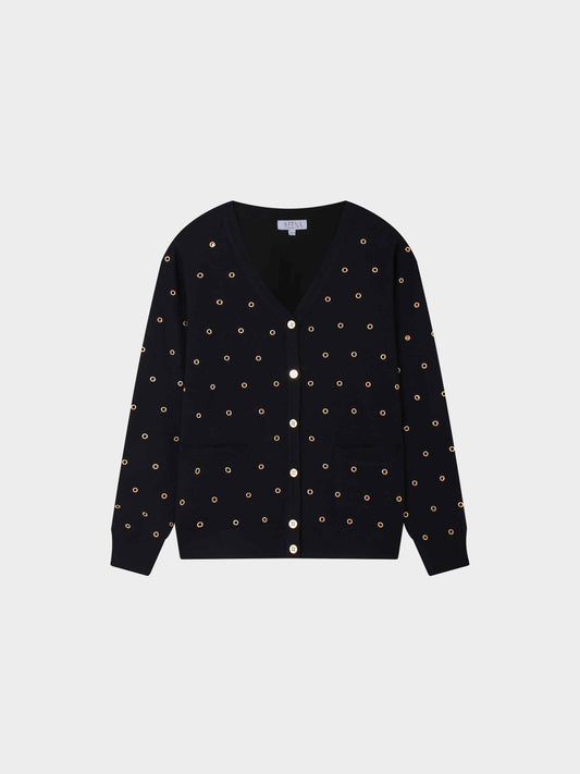 Grommet Cardigan-Black-0