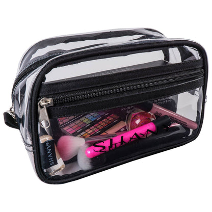 Clear Toiletry Makeup Carry-On Pouch with Zippered Compartment-4