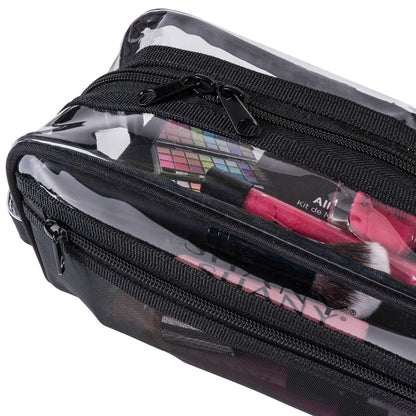 Clear Toiletry and Makeup Bag and Organizer - Black Mesh-4