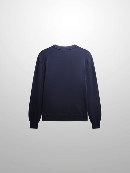 High V Lightweight Sweater-Navy-1