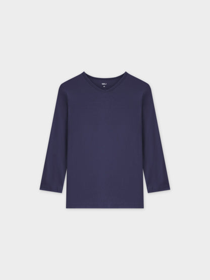 BASIC HIGH V TEE 3Q-NAVY-0