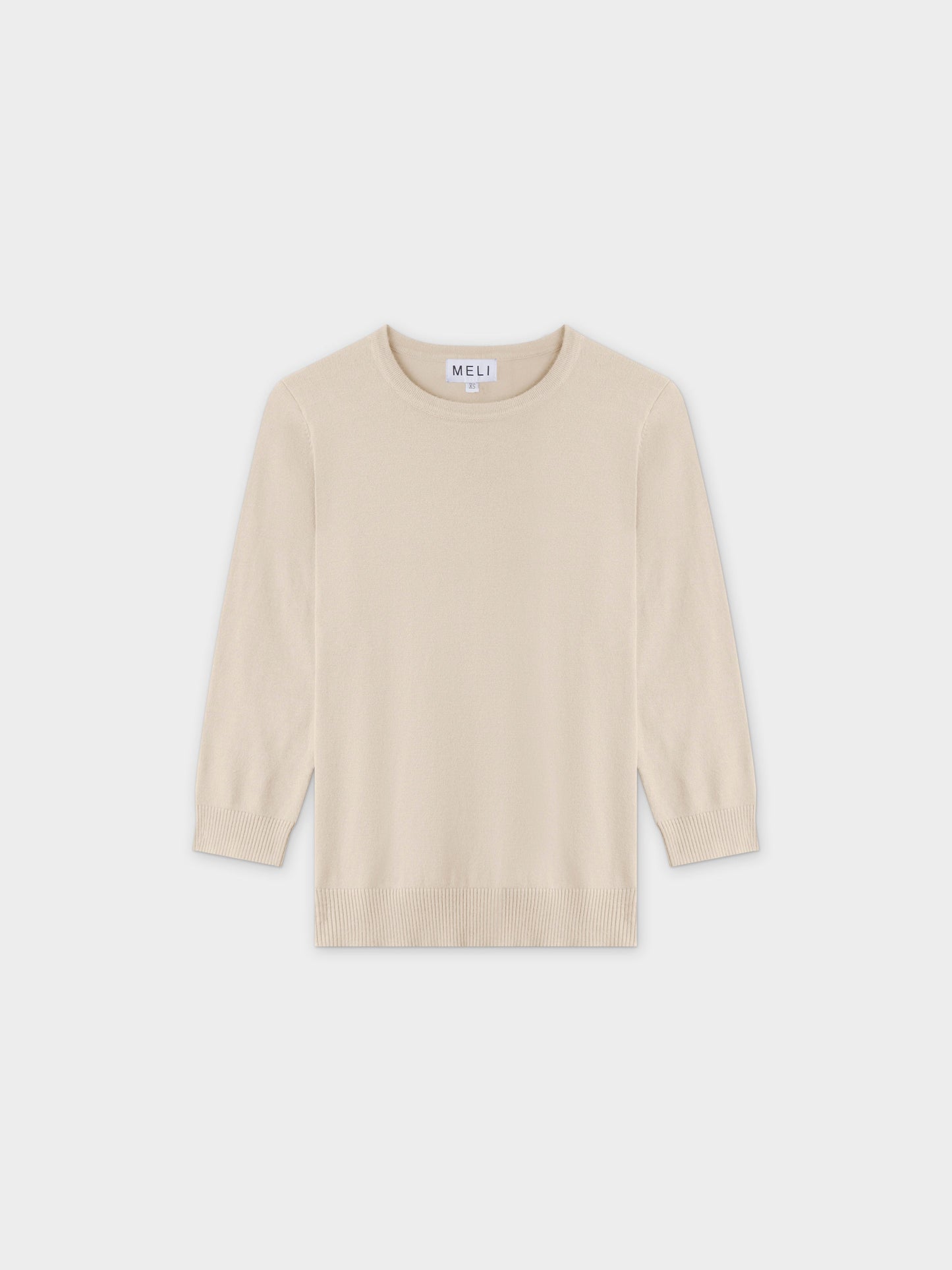 Basic Crew Sweater 3Q-Ivory-0