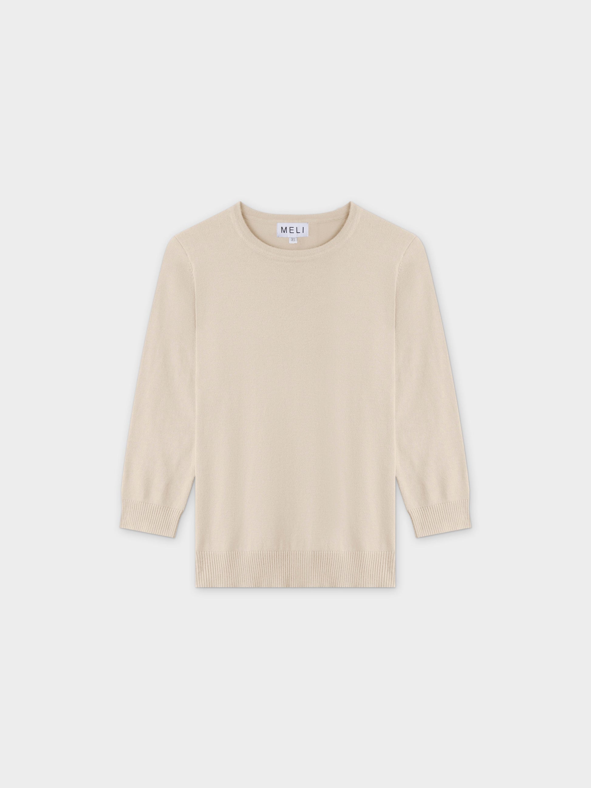 Basic Crew Sweater 3Q-Ivory-0
