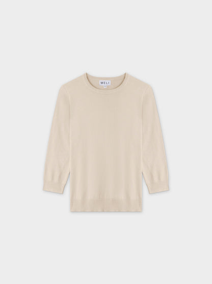 Basic Crew Sweater 3Q-Ivory-0