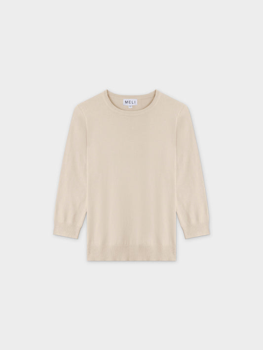Basic Crew Sweater 3Q-Ivory-0