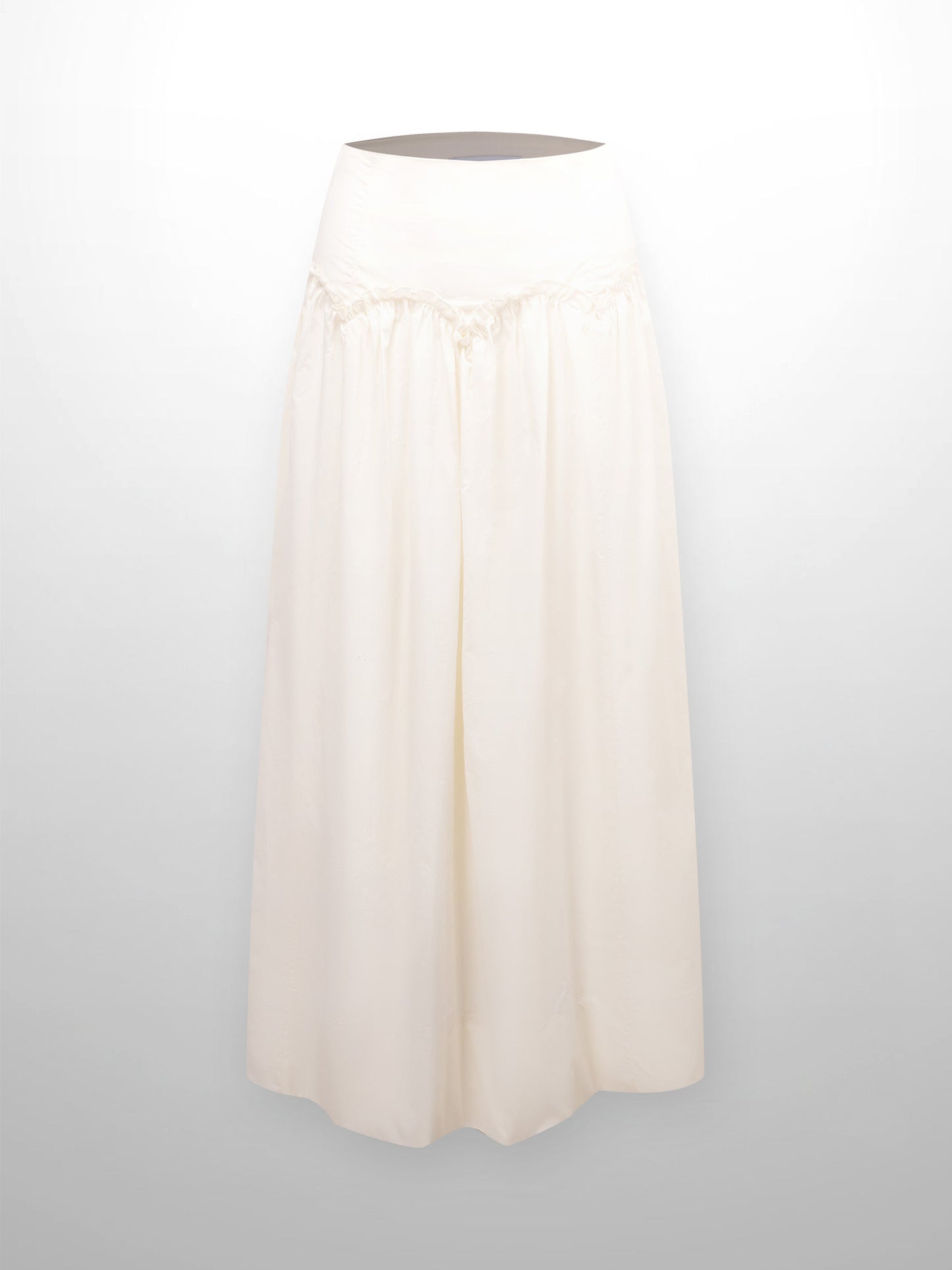 Yoke Ruffle Skirt-White-1