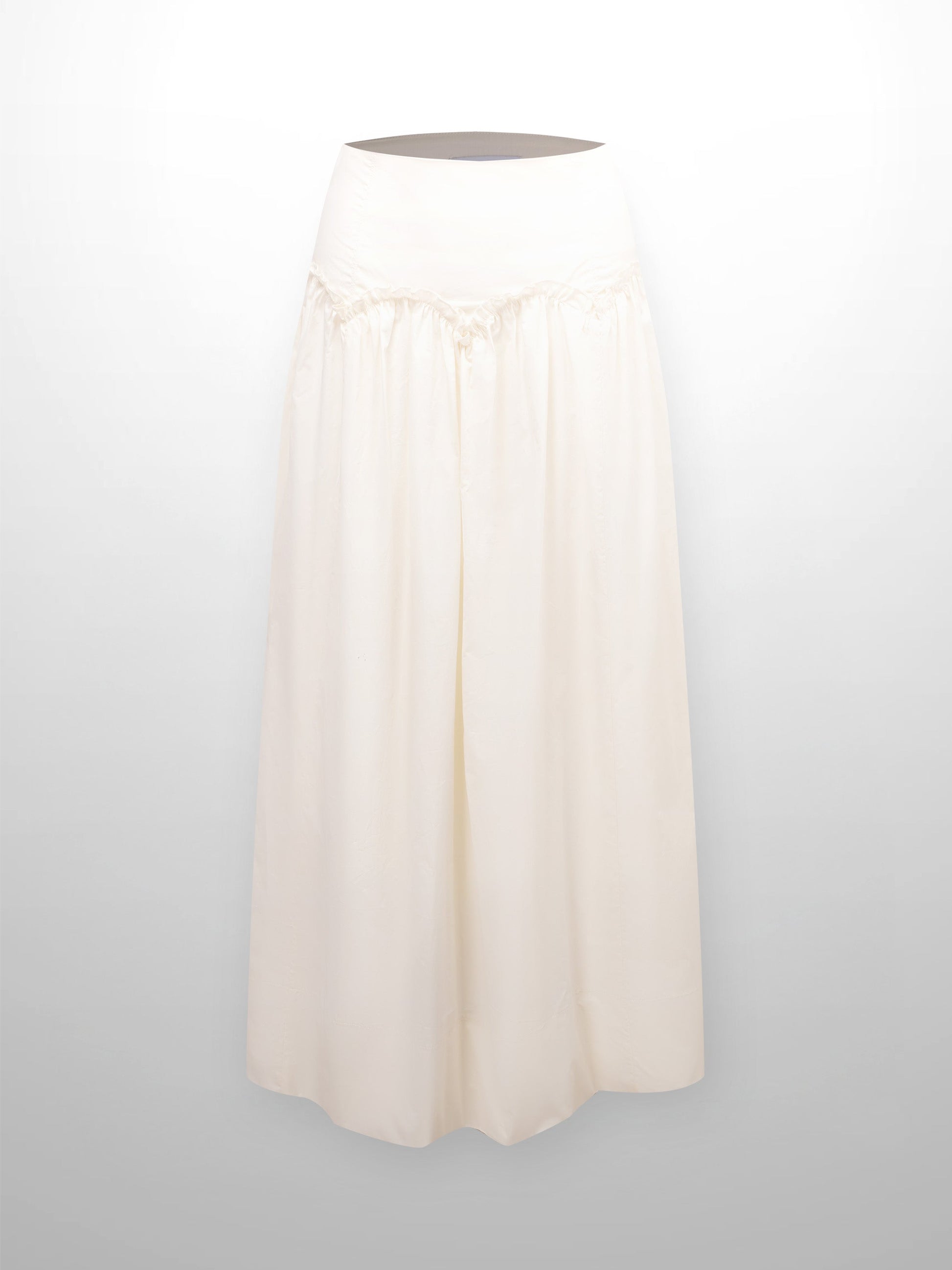 Yoke Ruffle Skirt-White-1