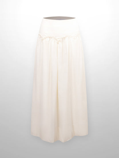 Yoke Ruffle Skirt-White-1