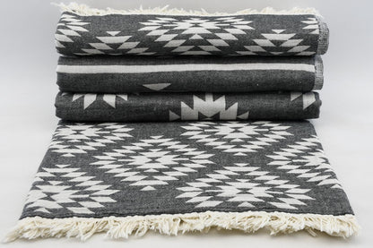 AZTEC BLACK TURKISH TOWEL-4