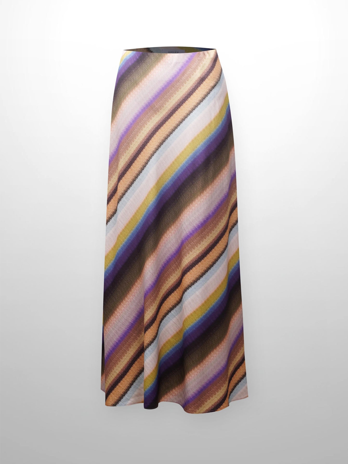 Printed Linen Blend Slip Skirt-Ombre Stripe-1