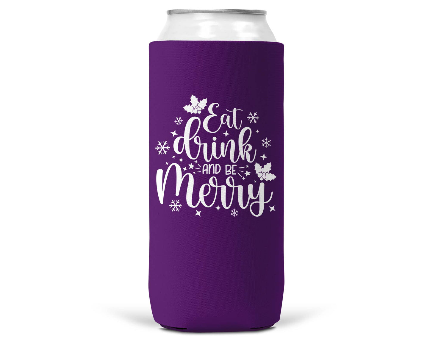 Eat Drink Be Merry Christmas SLIM CAN Coozie 12oz Slim Can-5