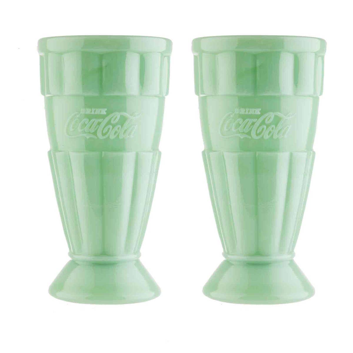 Coca-Cola Jadeite Malt Tumbler, 16 oz Set of 2, Jadeite Glass-0
